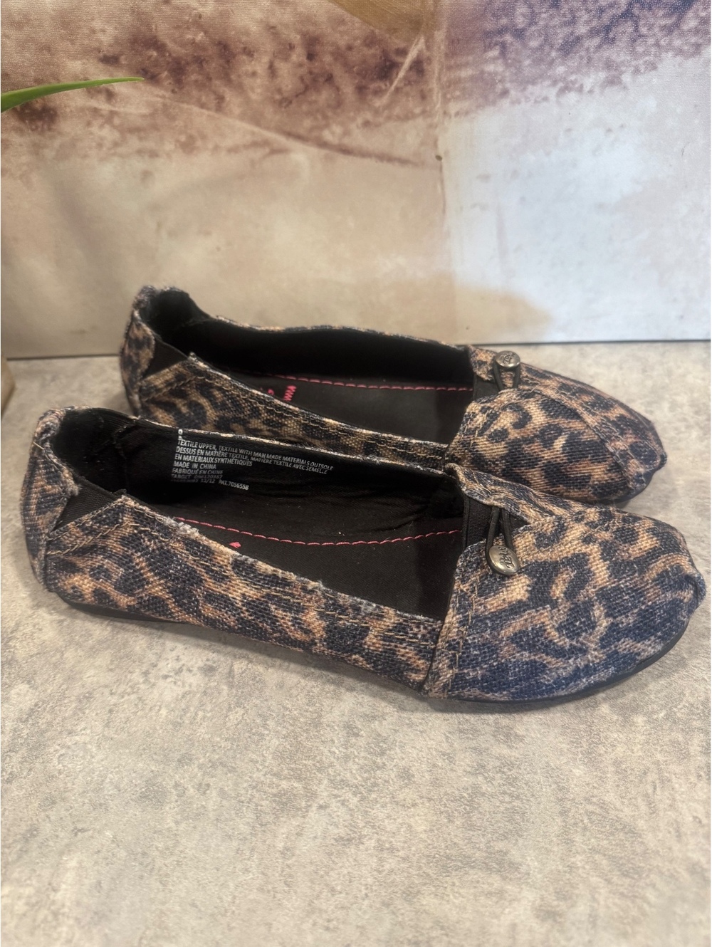 Mad Love Slip-On Brown & Black Leopard Canvas Flats Size 9